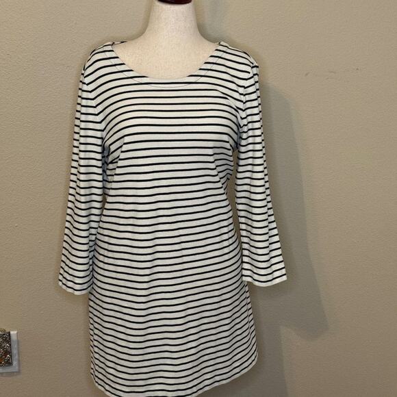 J. Crew black and white striped 3/4 sleeve dress Sx XL - Picture 1 of 6